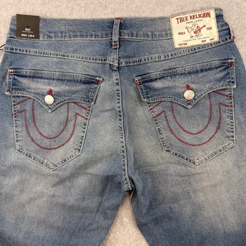 True Religion Billy SN Flap Relaxed Bootcut Jeans Light Autumn Walk Wash 34x33.5